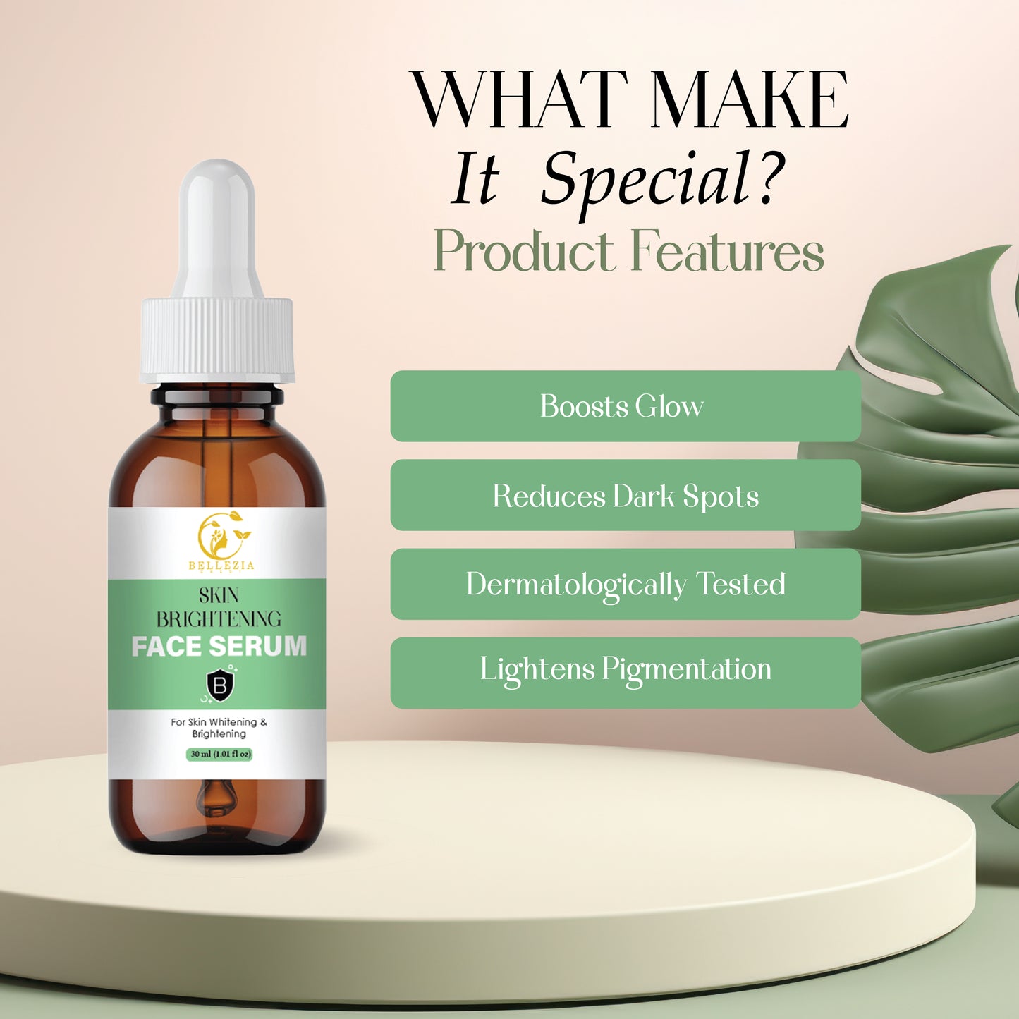 Skin Brightening Face Serum with Vitamin C, Niacinamide & Hyaluronic Acid | Dark Spot Removal, Even Skin Tone & Radiant Glow | Lightweight, Non-Greasy, For Men & Women