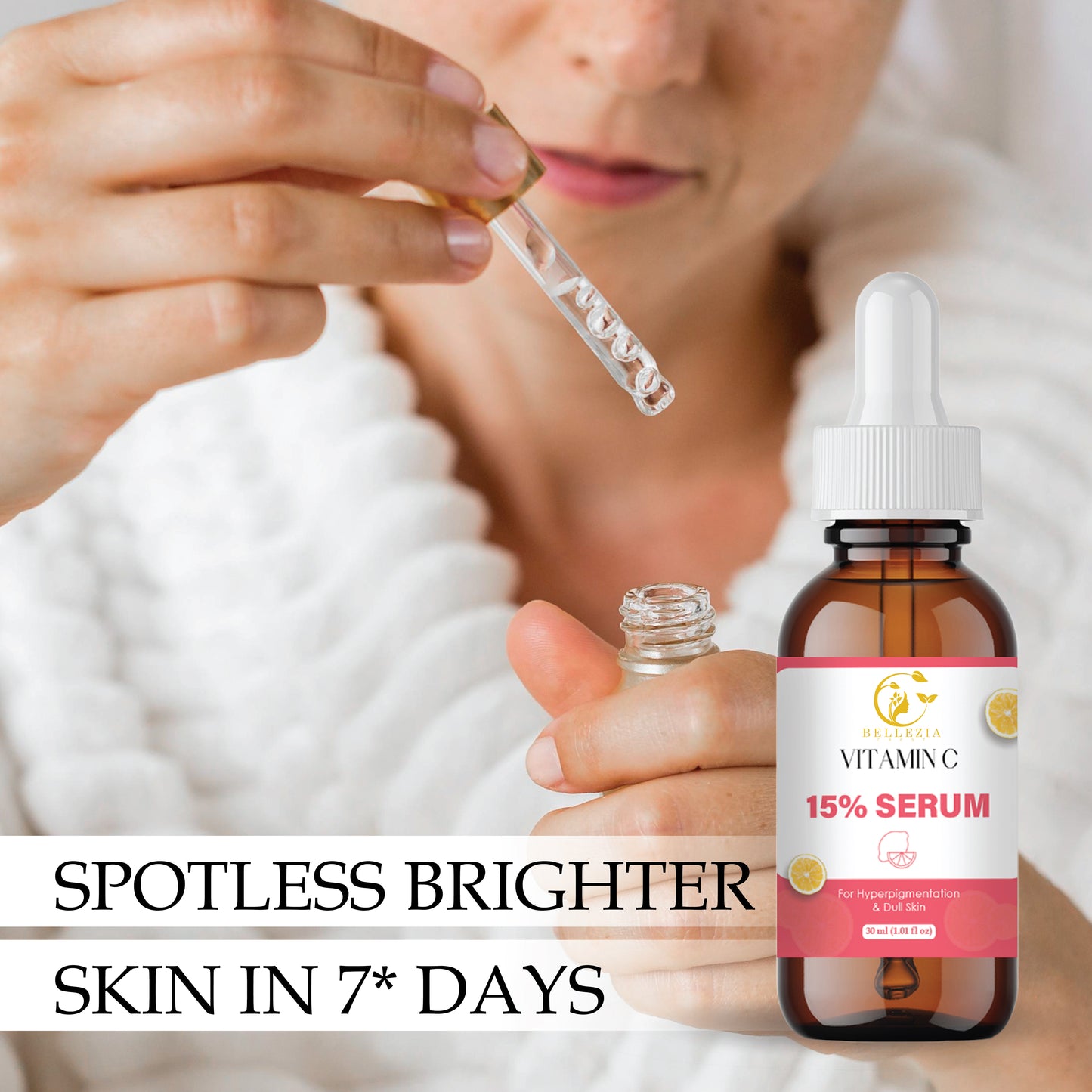 15% Vitamin Face Serum with Hyaluronic Acid & Antioxidants | Skin Brightening, Anti-Aging & Dark Spot Reduction | Hydrating Facial Serum for Glowing, Even-Toned Skin