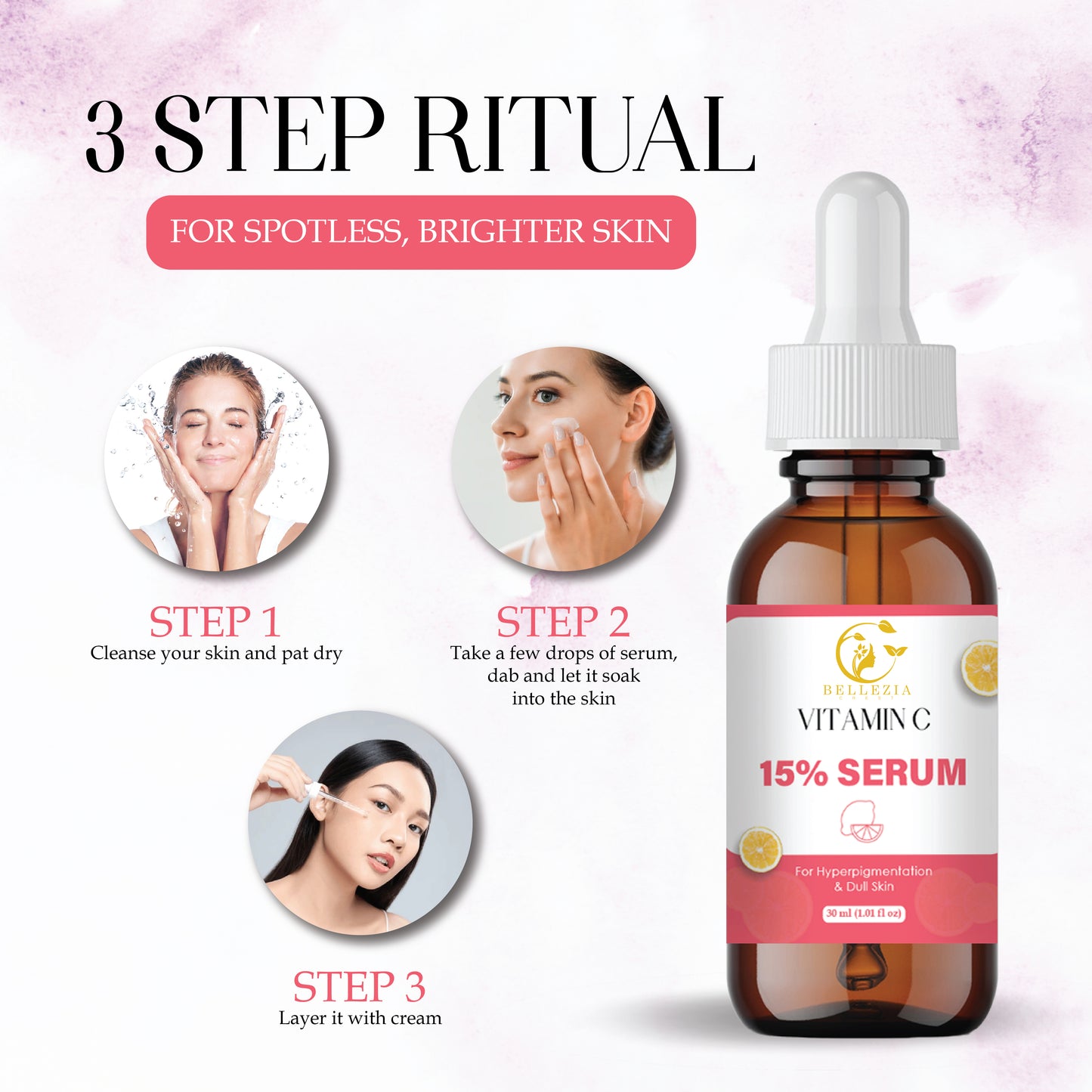 15% Vitamin Face Serum with Hyaluronic Acid & Antioxidants | Skin Brightening, Anti-Aging & Dark Spot Reduction | Hydrating Facial Serum for Glowing, Even-Toned Skin